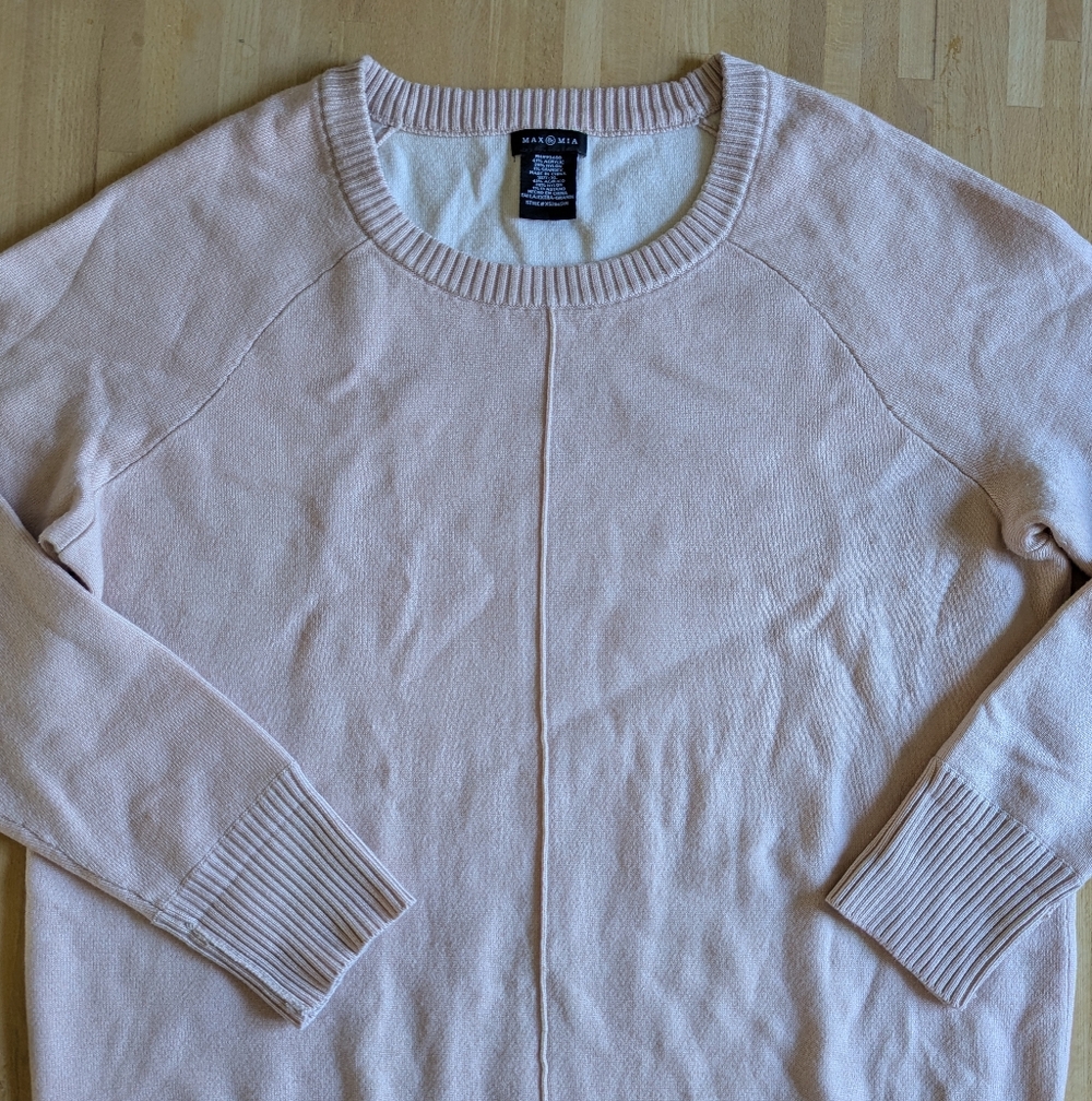 Max & Mia Dusty Pink Solid Pullover Crewneck Minimalist Sweater/Sweatshirt XL